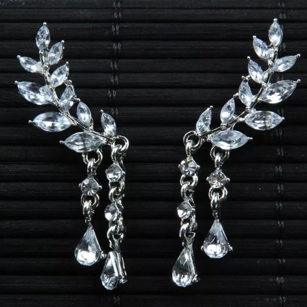 Angel Wings Ear Climber Silver Color